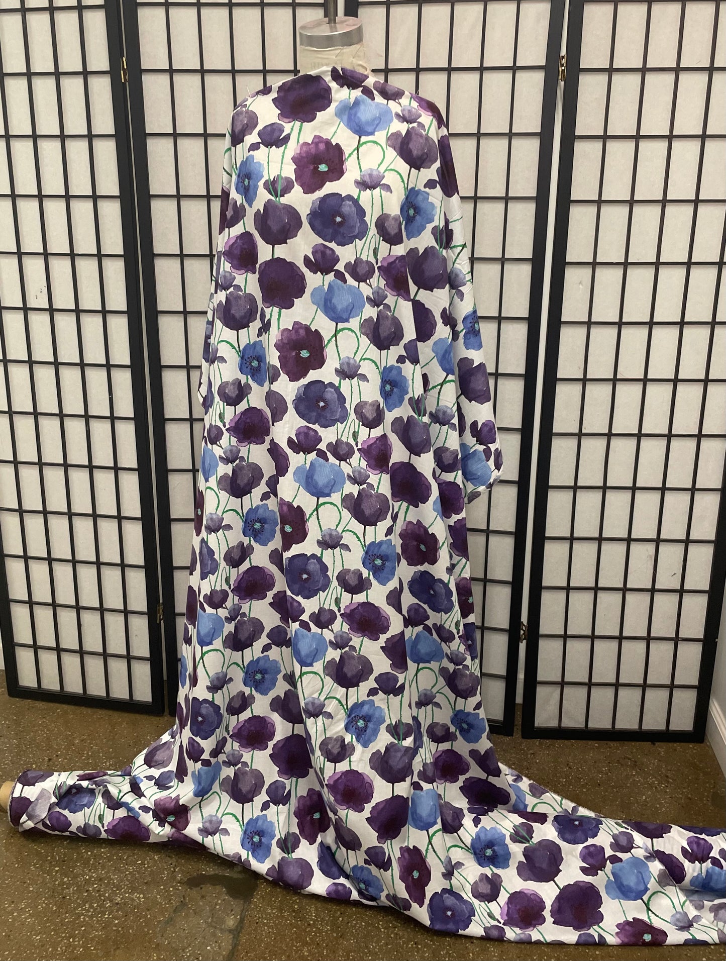 Floral Print Lightweight Cotton - White / Blue/ Purple