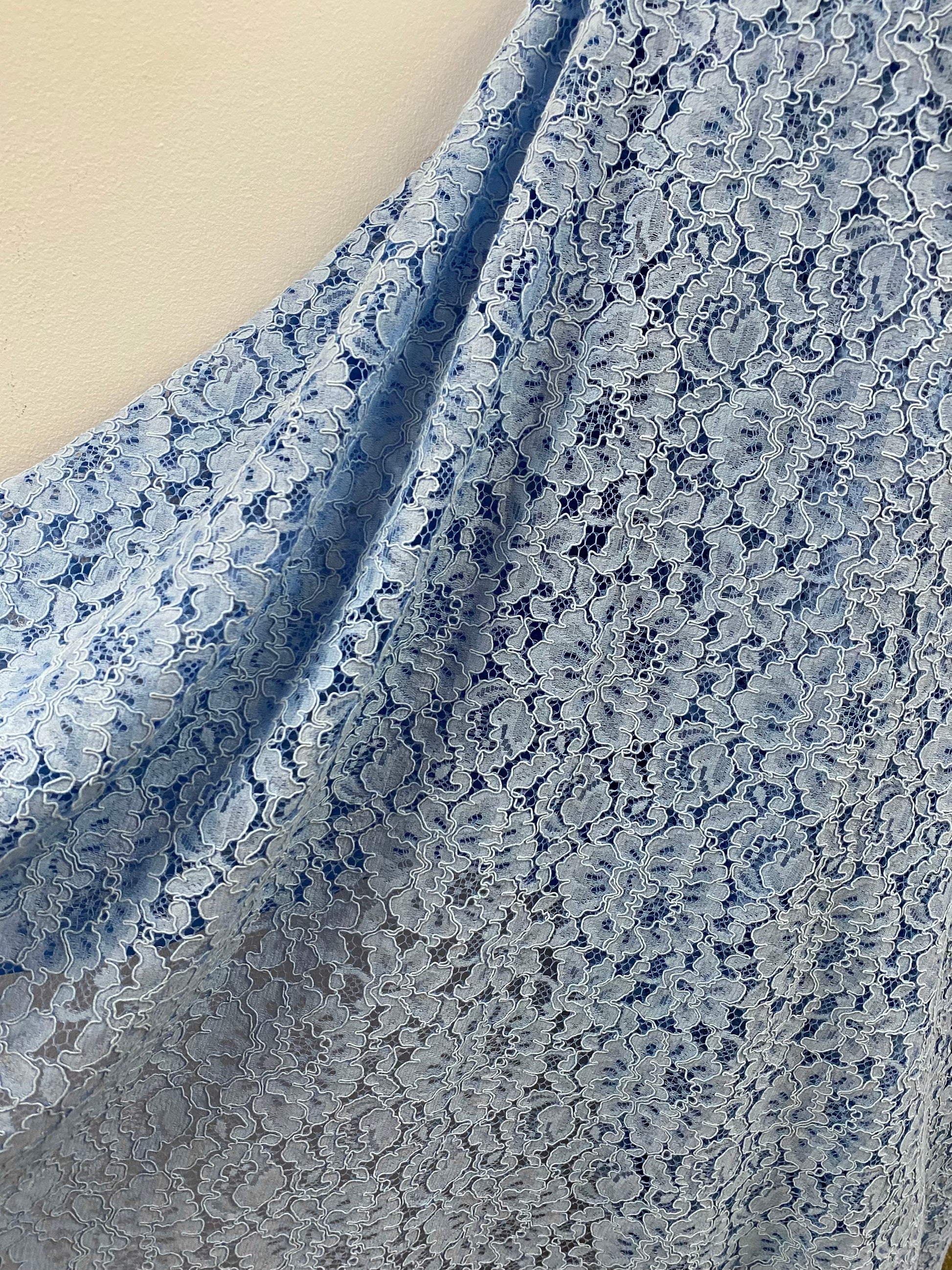 Floral Corded Lace Fabric - Swedish Blue – metrotextilesnyc