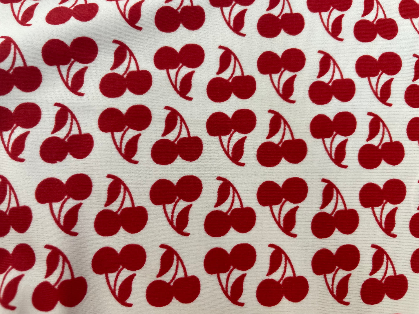Cherries Print Poly Lycra - White & Red