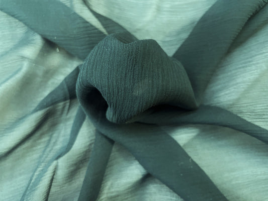 Crinkled Silk Chiffon - Inky Teal