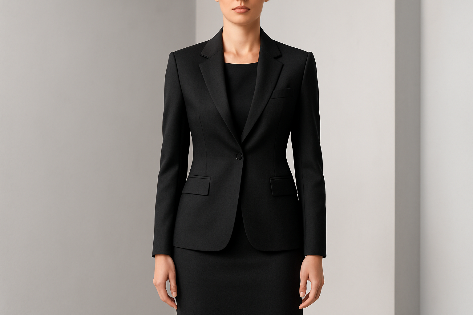 ladies suite in light out door  suiting tropical wool black