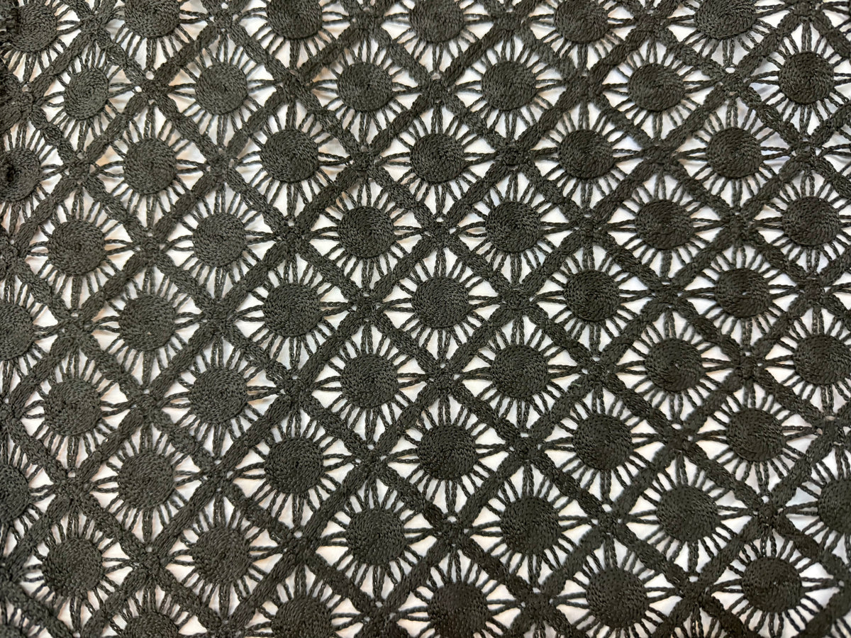 Poly Rayon Lace - Geometric Black