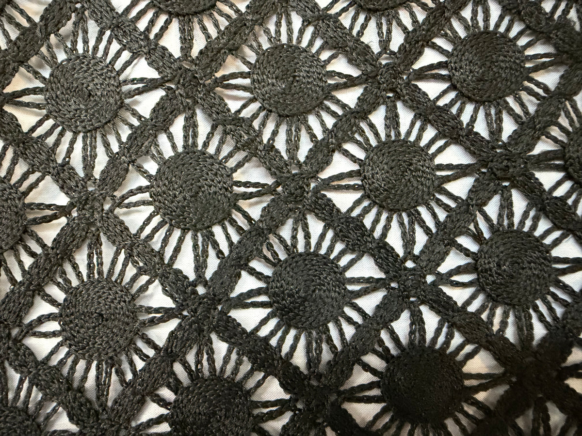 Poly Rayon Lace - Geometric Black
