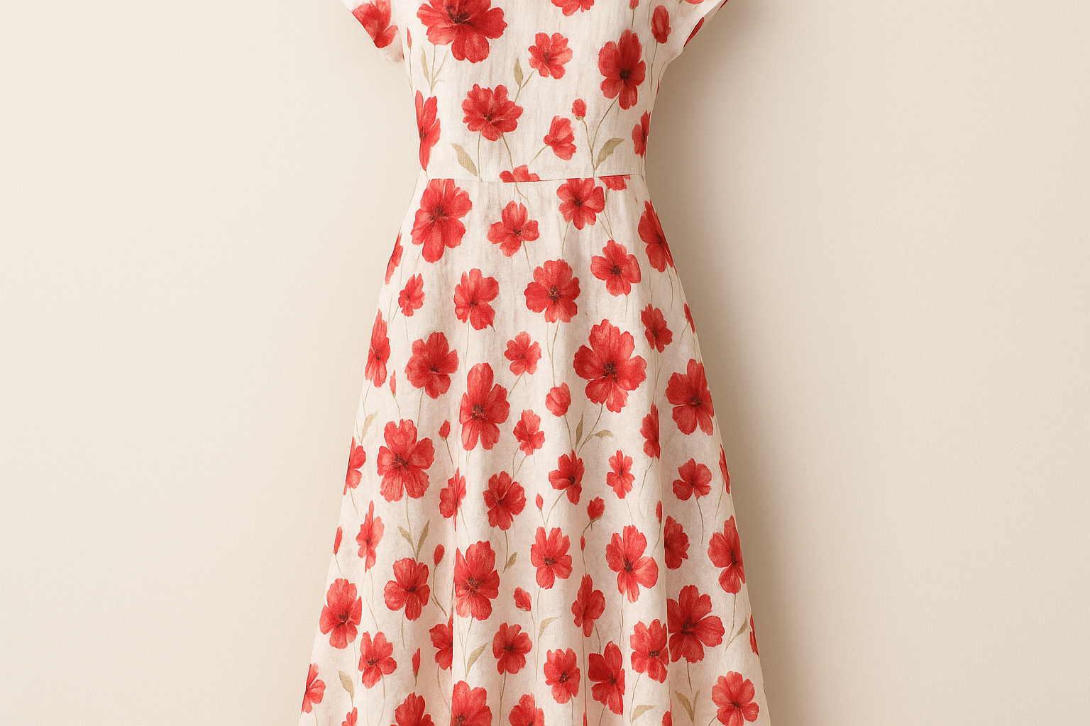 make a summer dress for Floral Printed Linen - Red & White