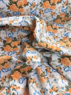 Flannel Cotton Floral Print - Of White / Blue / Green / Orange