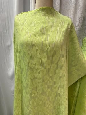 Neon Lime Green Floral Textured Poly Jacquard