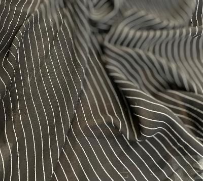 Soft Rayon Georgette Stripe - Black / white