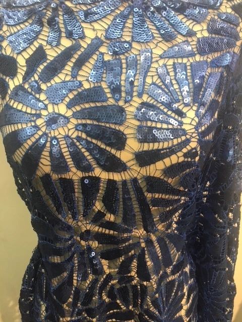 Crochet Lace With Matte Sequins-Spectrum Blue
