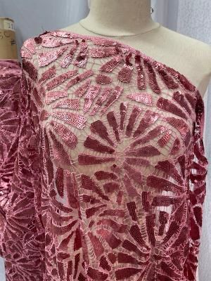 Crochet Lace With Matte Sequins- Mauve