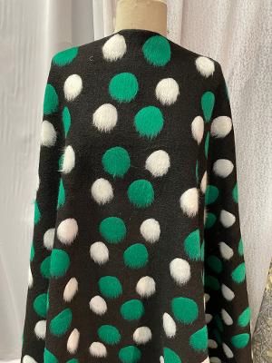 Felted Stretch Poly Polka dots : Black / White / Green
