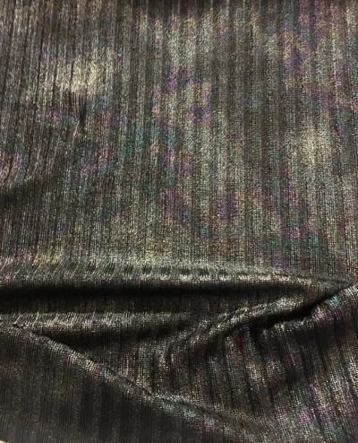Polyester Sweater Irdescent Ribbed Knit- Black /Green/Purple