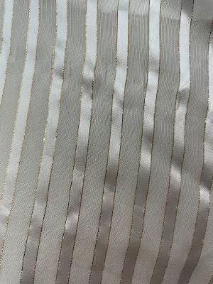 Silk Chiffon & Silk Satin Stripe- Off White / Gold