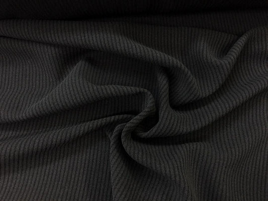Pinstripe Textured Poly rayon- Charcoal/Black