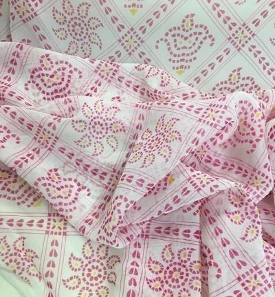 Printed Silk chiffon -Rose / Of white / Yellow