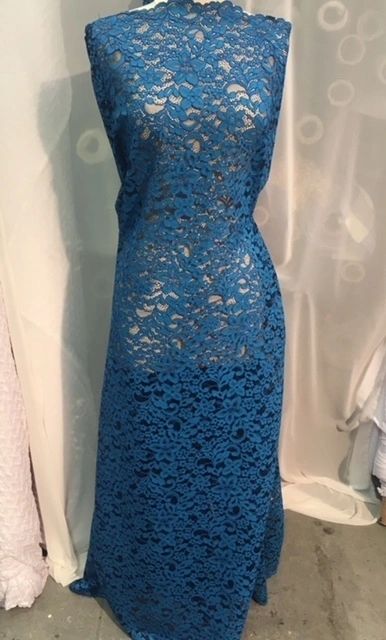Floral Corded Lace Fabric - Swedish Blue metrotextilesnyc Floral Corded Lace Fabric - Swedish Blue metrotextilesnyc