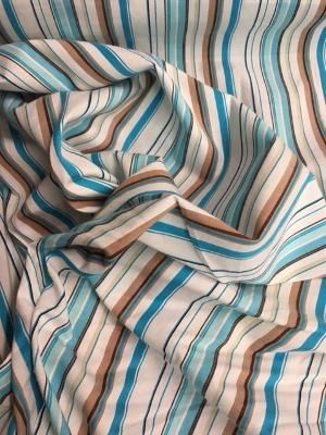 Stretch Stripe Cotton - Off White / Brown / Tourq / Blue