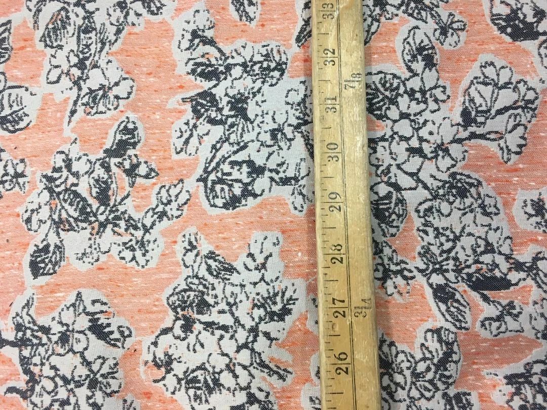 English Floral Jacquard- Coral Pink/White/Charcoal