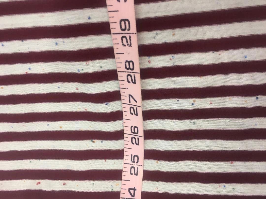 Stripe Rayon Knit- White/Burgundy/Colorful dots