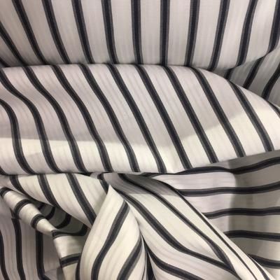 Italian Stripe Cotton Print - White / Black / Gray