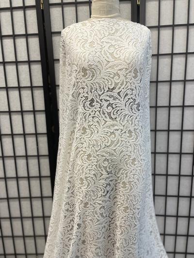 3 meters/roll) 210mm White Flowers Embroidery Stretch Lace Fabric