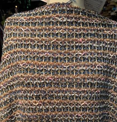 Designer Knitted Wool Blend Boucle - Brown / Gray / Turquoise
