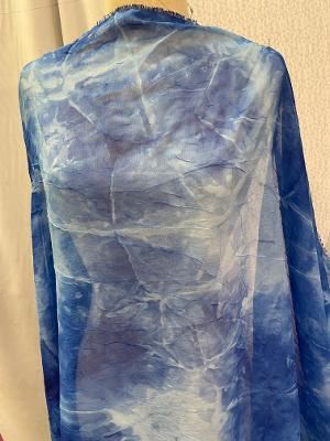 Poly Chiffon Cracked Ice Textured - Blue