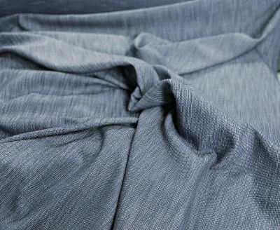Night Shadow Blue & White Textured Poly Rayon Suiting