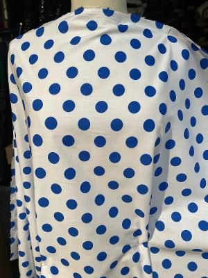 White & Royal Blue Classic Polka Dot Cotton