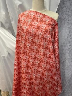 Cotton Floral Print- Pink(Coral)/Off White /Yellow