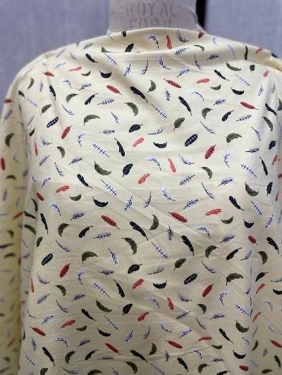 Leaf & Feather Print Cotton Sateen