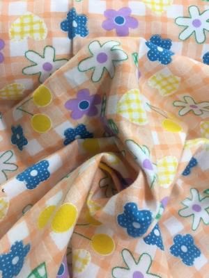 Flannel Cotton Print - Yellow / Peach / Purple