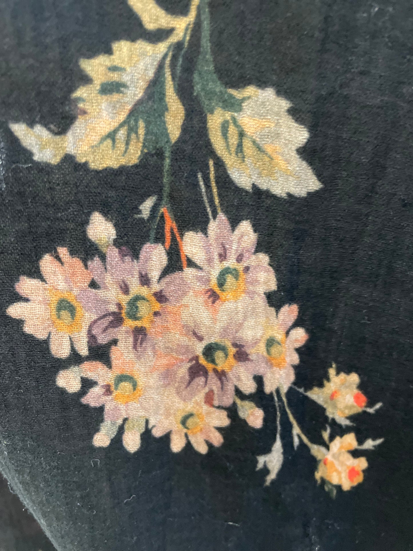Italian Floral Print Double Layered Cotton - Black / Pink / Orange / Green