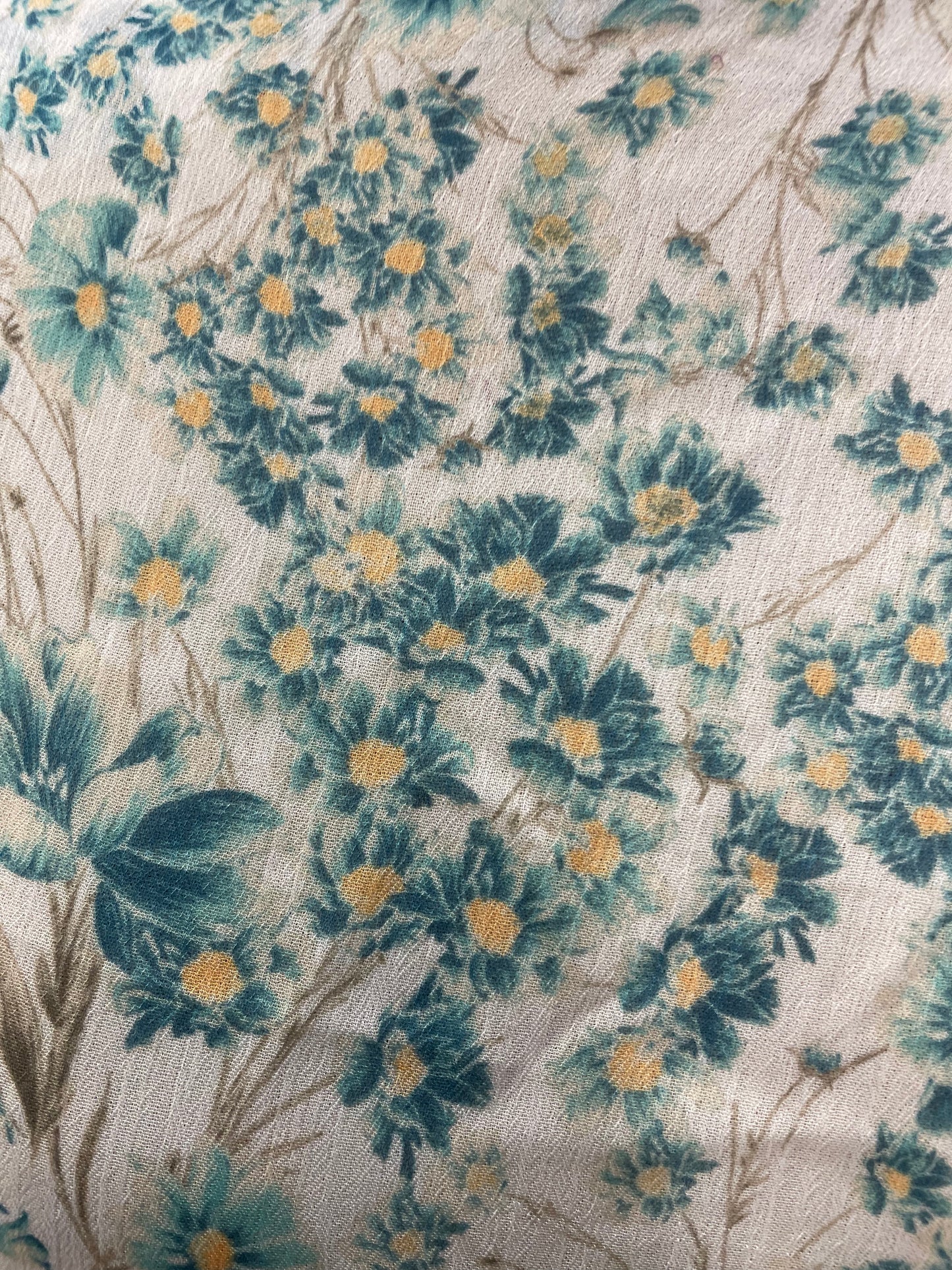Floral Poly Chiffon - Blue, White, Yellow