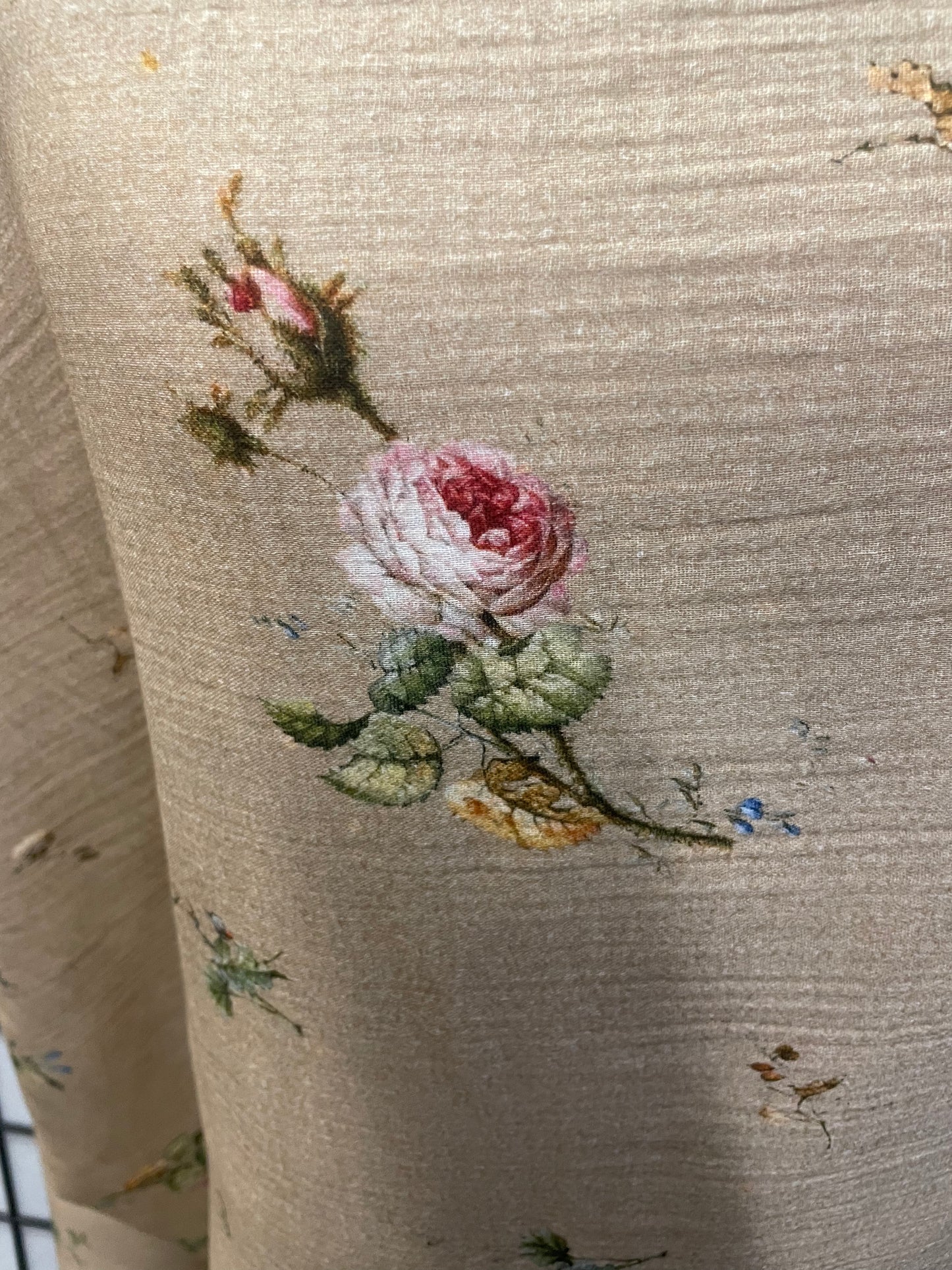 Italian Floral Print Double Layered Cotton - Khaki / Pink / Yellow / Cream