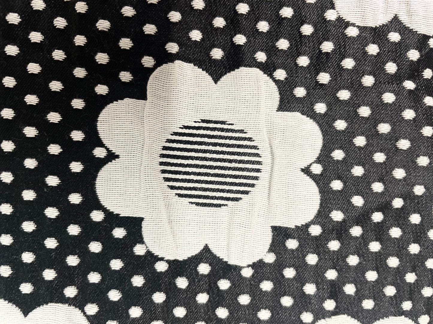 Textured Double Faced Floral Print - Black and White