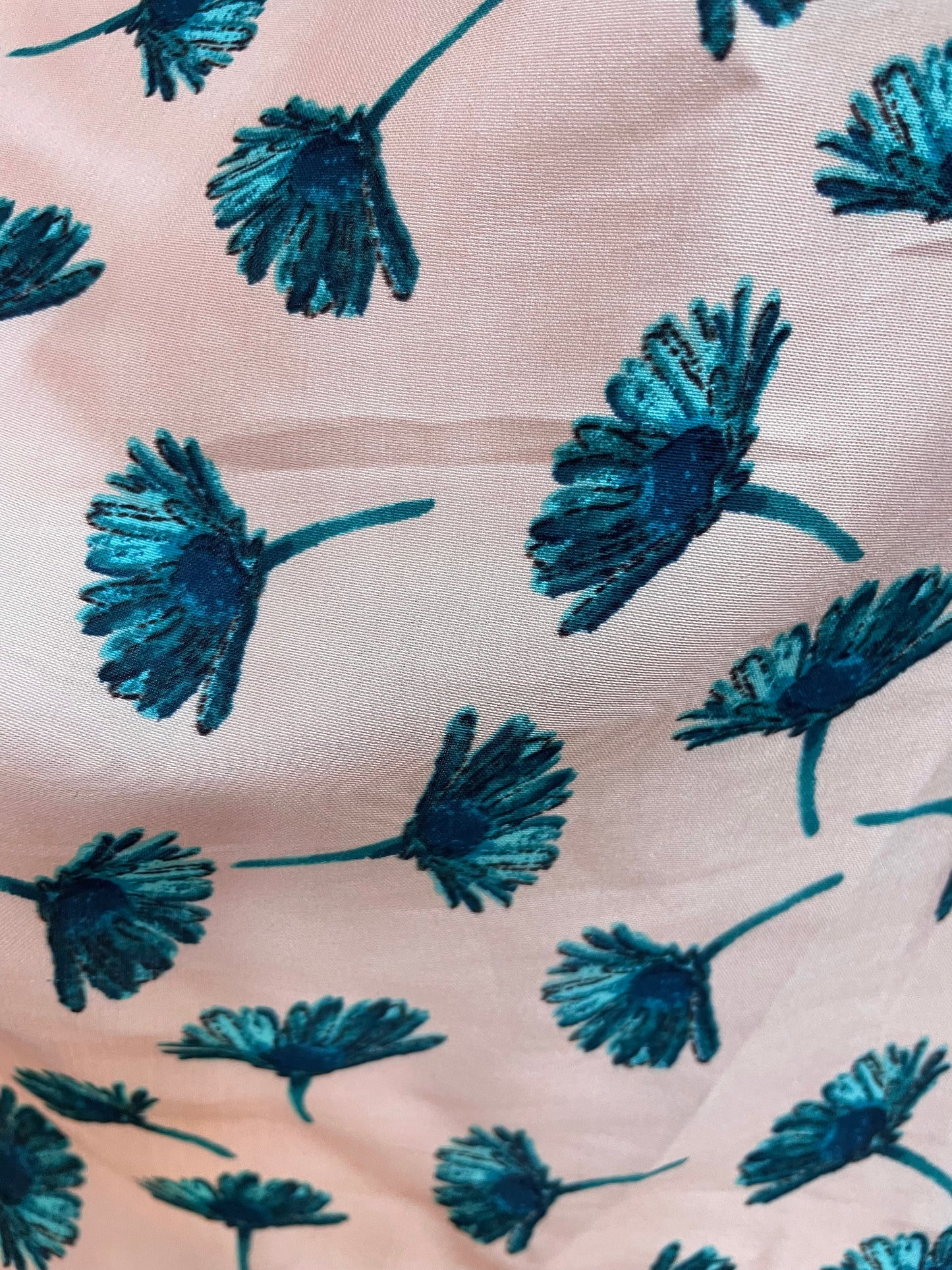 Floral Patterned Rayon - Peach & Teal