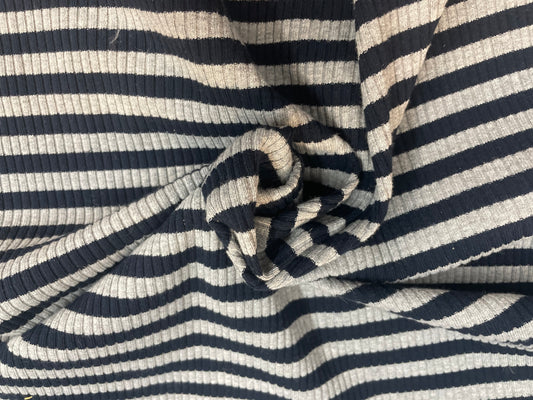 Cotton Heavy Knit Ribbed - Gray & Navy