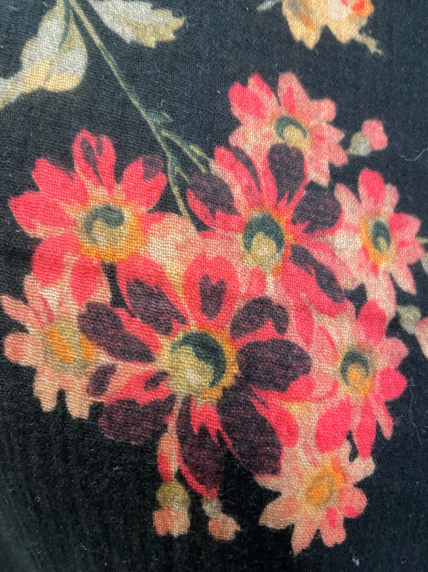 Italian Floral Print Double Layered Cotton - Black / Pink / Orange / Green