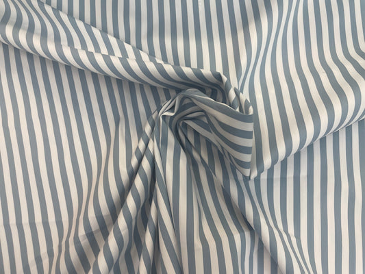 Stripe Stretch Cotton - White, Periwinkle