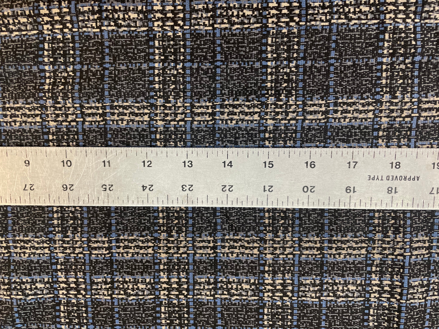 Plaid Printed Poly Double-Knit - Blue, Black, White