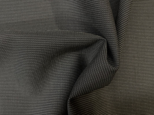 Italian Fine Pin Stripe Tropical 100% Wool Suiting - Charcoal / Off White
