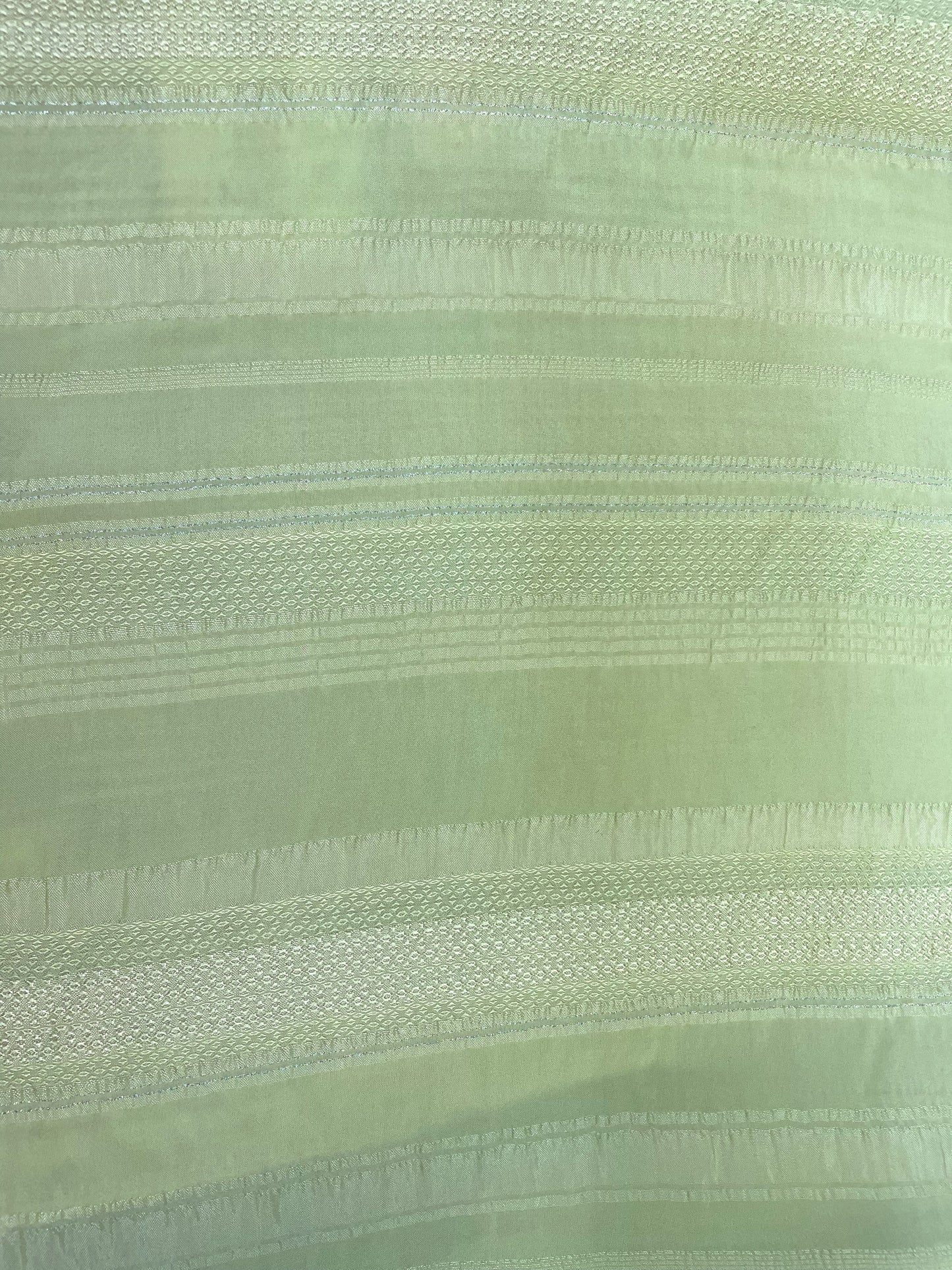 European Stripe Patterned Rayon/Lurex - Lime Green